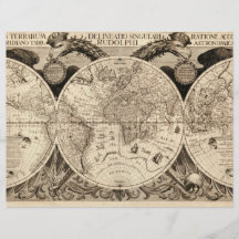 Antique World Map by Philipp Eckebrecht - 1630 Full Color Flyer