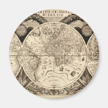 Antique World Map by Philipp Eckebrecht - 1630 Refrigerator Magnets