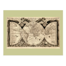 Antique World Map by Philipp Eckebrecht - 1630 Postcards