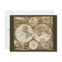 Antique World Map, c. 1680. By Frederick de Wit Custom Invitations