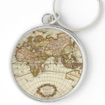 Antique World Map, c. 1680. By Frederick de Wit Key Chains