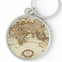 Antique World Map, c. 1680. By Frederick de Wit Key Chains