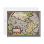 Antique World Map of the Americas, 1570 Personalized Invite