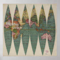 Antique World Map Rand McNally 1891 Print