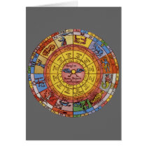Antique Zodiac Wheel, Vintage Celestial Astrology Greeting Card