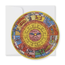 Antique Zodiac Wheel, Vintage Celestial Astrology Invite