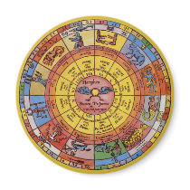 Antique Zodiac Wheel, Vintage Celestial Astrology Refrigerator Magnets