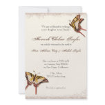 Antiqued Victorian Rose Baby Girl Birth Announce invitations