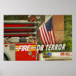 antiterrorism: firetruck and american flag poster