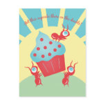 Ants Carrying a Cupcake Postcard
