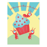 Ants Carrying a Cupcake Postcard