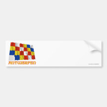 Antwerp Waving Flag with Name Bumper Stickers