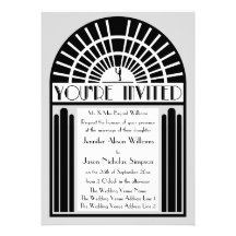 Any Colour Bold Art Deco Style Wedding Invitations