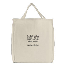 Any idiot can... embroidered bag