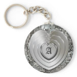 Any Initial Silver Hearts Keychain