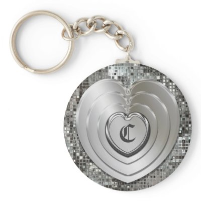 Any Initial Silver Hearts Keychain by mvdesigns