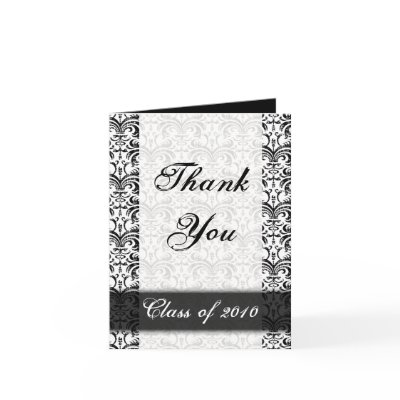 Any Year~ Black/White Damask Graduation Thank You Cards by cutencomfy