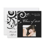 Any Year~ Black/White Swirl Photo Graduation Personalized Announcement
