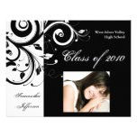 Any Year~ Black/White Swirl Photo Graduation Personalized Announcement