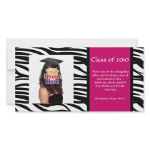 Any Year~ Zebra Graduation Thank You/Announcement Customised Photo Card