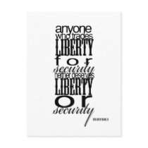 anyone who trades liberty ... Quotation Postcard