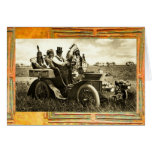 APACHES AND GERONIMO DRIVING A MOTOR CAR GREETING CARDS