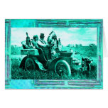 APACHES AND GERONIMO DRIVING A MOTOR CAR CARD