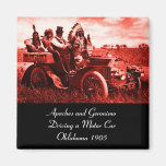 APACHES AND GERONIMO DRIVING A MOTOR CAR FRIDGE MAGNET