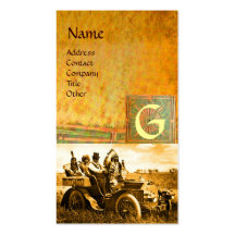 APACHES AND GERONIMO DRIVING A MOTOR CAR, Monogram Business Card Template