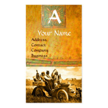 APACHES AND GERONIMO DRIVING A MOTOR CAR, Monogram Business Card Template