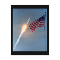 Apollo 11 launch, with flag, NASA Postcards
