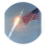 Apollo 11 launch, with flag, NASA stickers