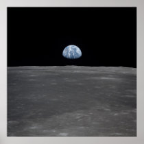 Apollo 11 view of Earth Rising above the Moon Print