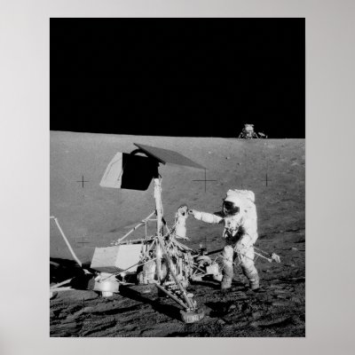 Apollo 12 Astronaut & Lunar Module on the Moon Print by Mission_Space