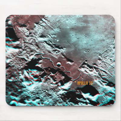 Apollo 15 Landing Site Anaglyph Mousepad by Linandara
