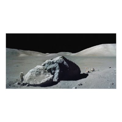 Apollo 17 Astronaut and Vehicle on the Moon Personalized Photo Card by wallarts