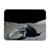 Apollo 17 Astronaut and Vehicle on the Moon Rectangular Magnets