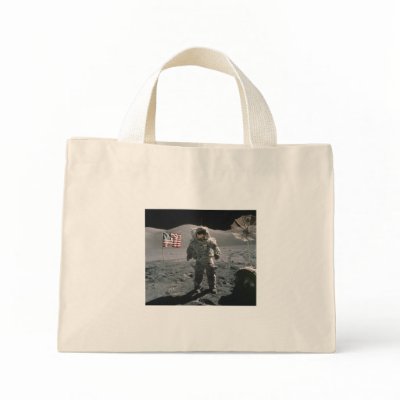 Apollo 17 Last Man on the Moon tiny Tote Bags by walgenn