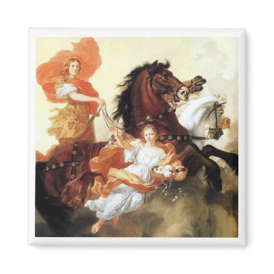 Apollo and Aurora antique painting mythology art Magnets by EDDESIGNS