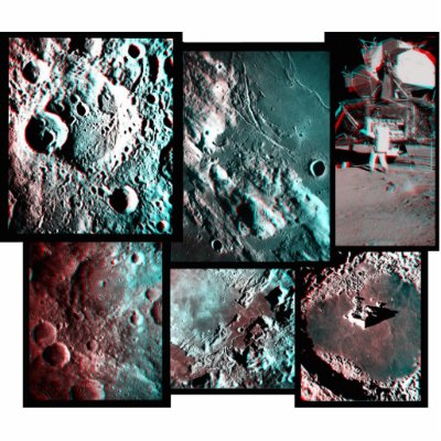 Apollo Moon Surface Anaglyph Magnet/Sculpture Acrylic Cut Outs by Linandara
