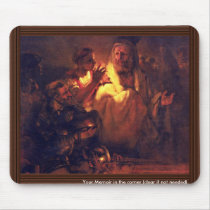 Apostle Peter Denies Christ,  By Rembrandt Harmens Mousepad