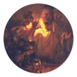 Apostle Peter Denies Christ,  By Rembrandt Harmens Round Sticker