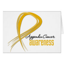 Appendix Cancer Awareness Grunge Ribbon Card