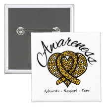 Appendix Cancer Awareness Mosaic Heart Pinback Button