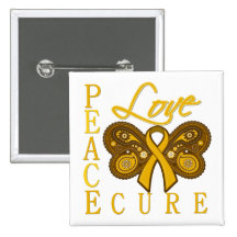 Appendix Cancer Butterfly Peace Love Cure Pinback Buttons