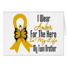 Appendix Cancer Ribbon Hero My Twin Brother Card