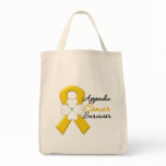 Appendix Cancer Survivor Flower Ribbon Tote Bags
