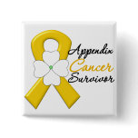 Appendix Cancer Survivor Flower Ribbon Buttons