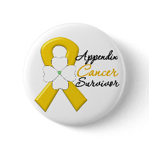 Appendix Cancer Survivor Flower Ribbon Pinback Buttons