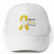 Appendix Cancer Survivor Flower Ribbon Hat